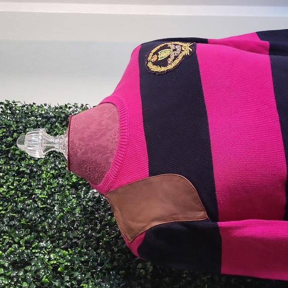 Y2K Ralph Lauren Fuchsia and Navy Striped Sweater - Picture 3 of 6